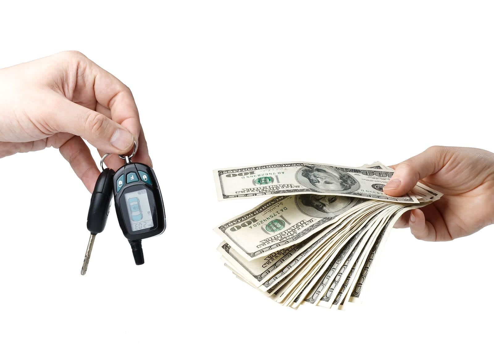 Car keys and cash in a title loan refinance Car keys and cash exchanged in a title loan refinance